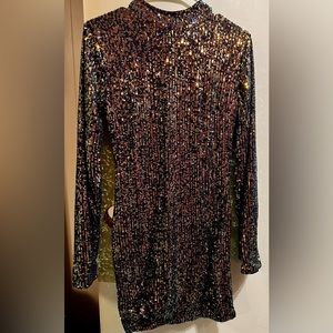 Black multi color sequin dress